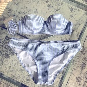 J. CREW | Blue and White Seersucker Bikini